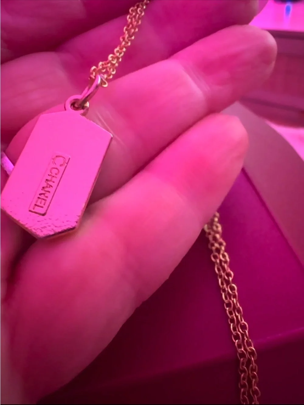 Chanel Black and Gold Lipstick Pendant Necklace